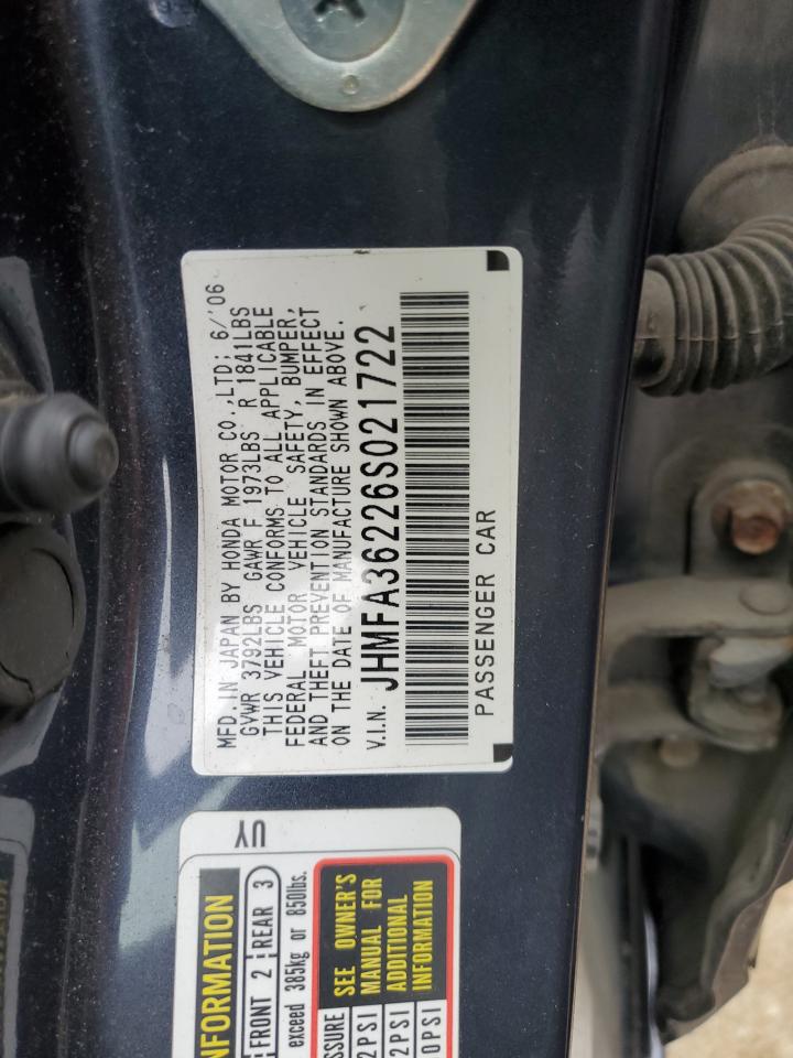 JHMFA36226S021722 2006 Honda Civic Hybrid