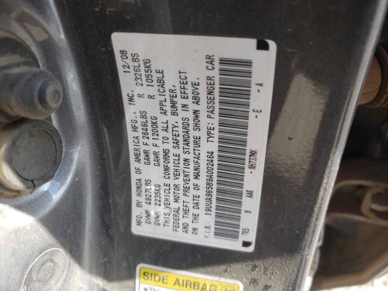 19UUA96589A002464 2009 Acura Tl