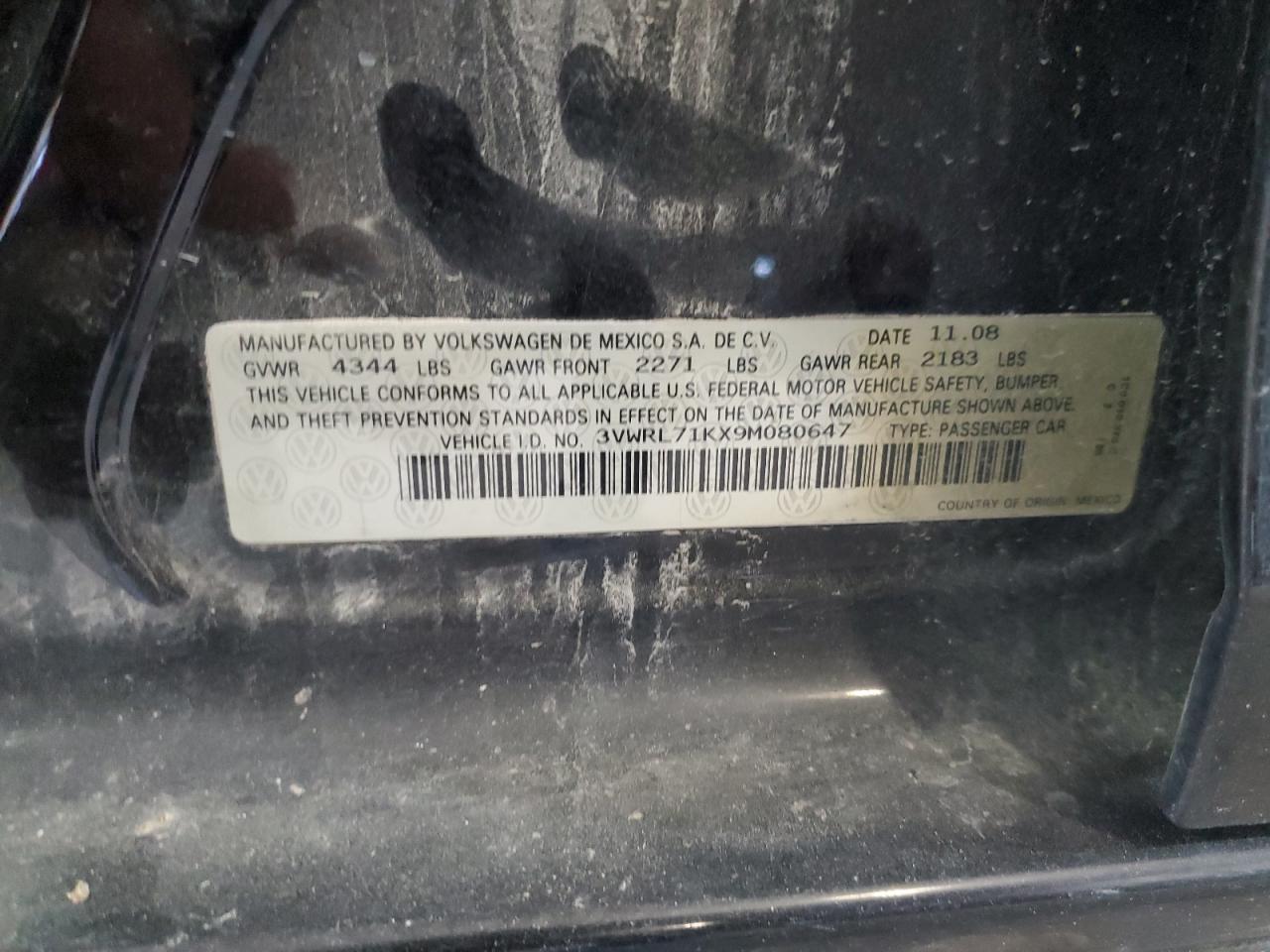 3VWRL71KX9M080647 2009 Volkswagen Jetta Tdi