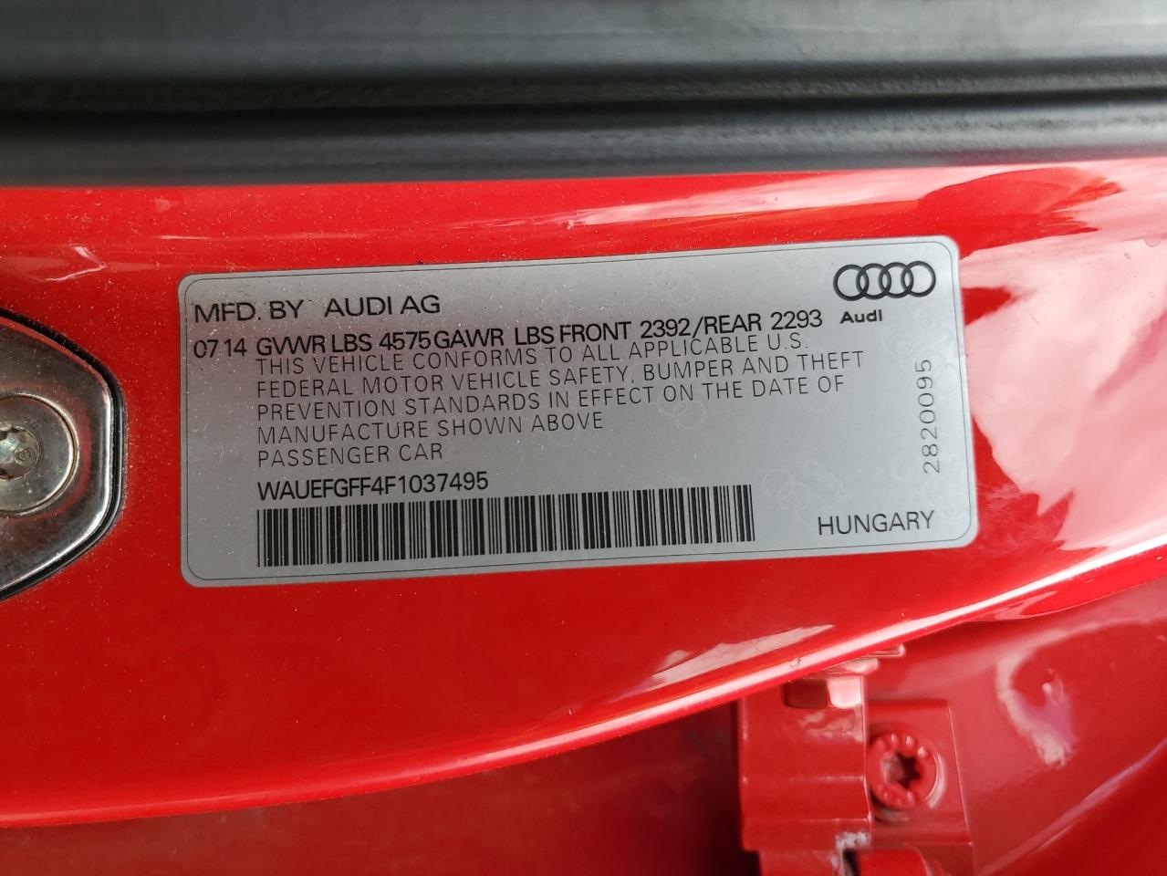 WAUEFGFF4F1037495 2015 Audi A3 Premium Plus