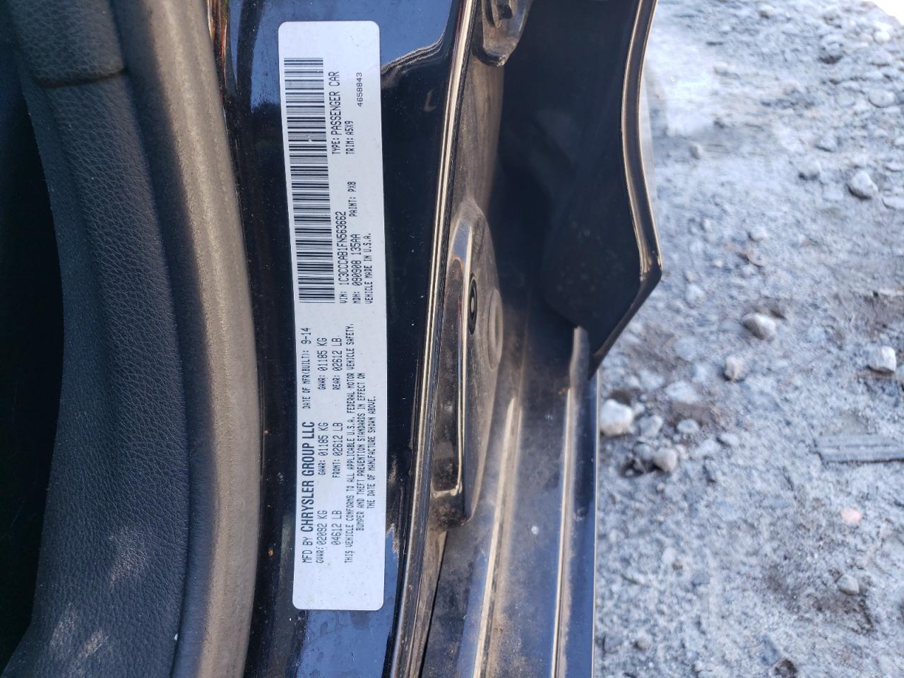 2015 Chrysler 200 Limited VIN: 1C3CCCAB1FN563662 Lot: 61982024