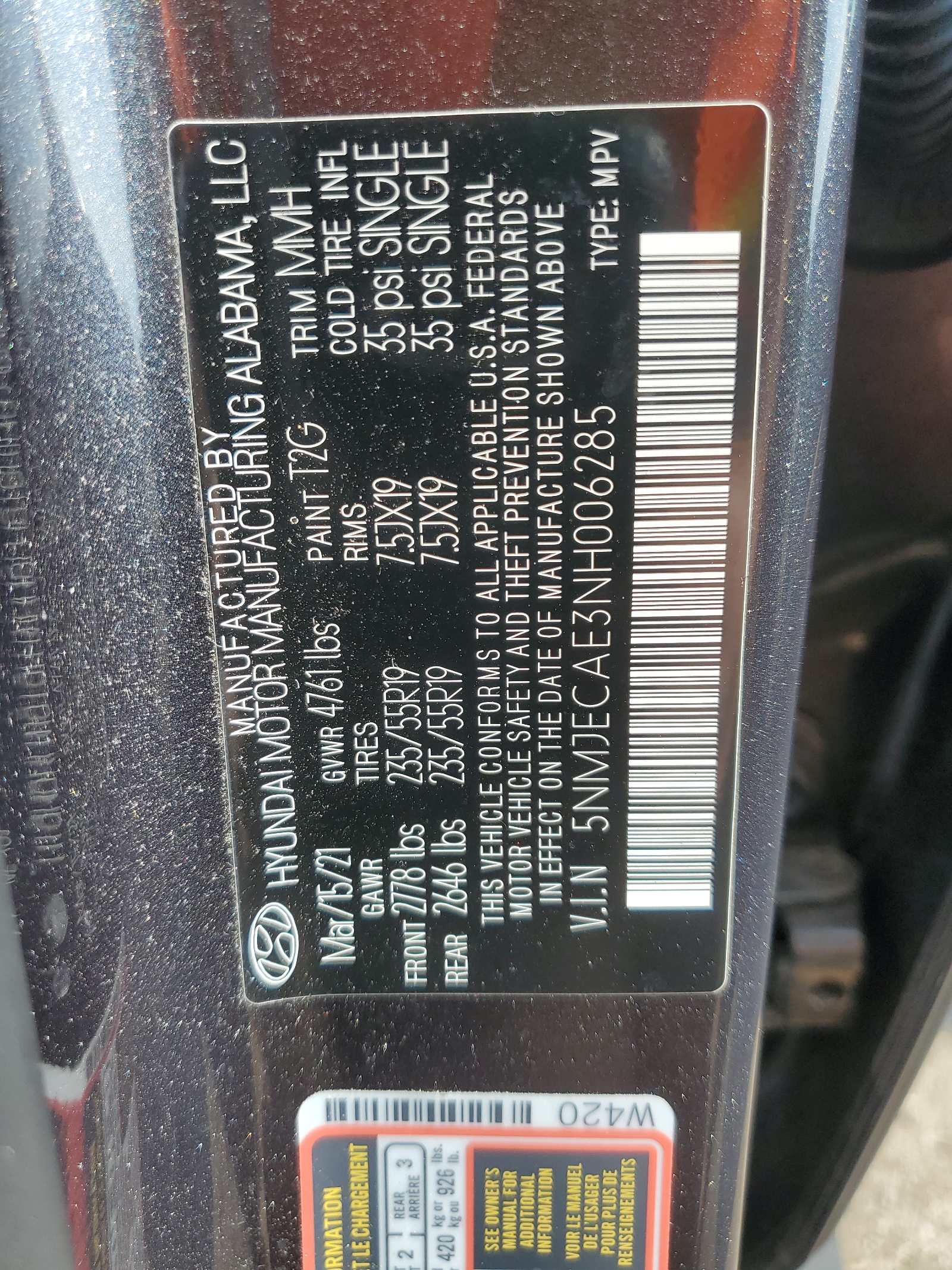 5NMJECAE3NH006285 2022 Hyundai Tucson Limited