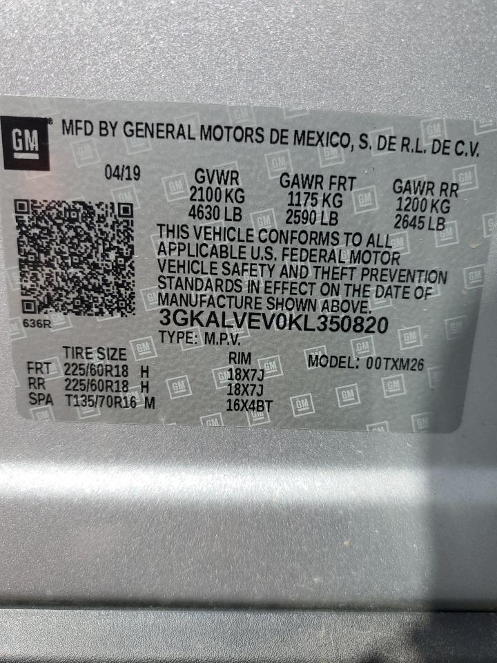 3GKALVEV0KL350820 2019 GMC Terrain Slt