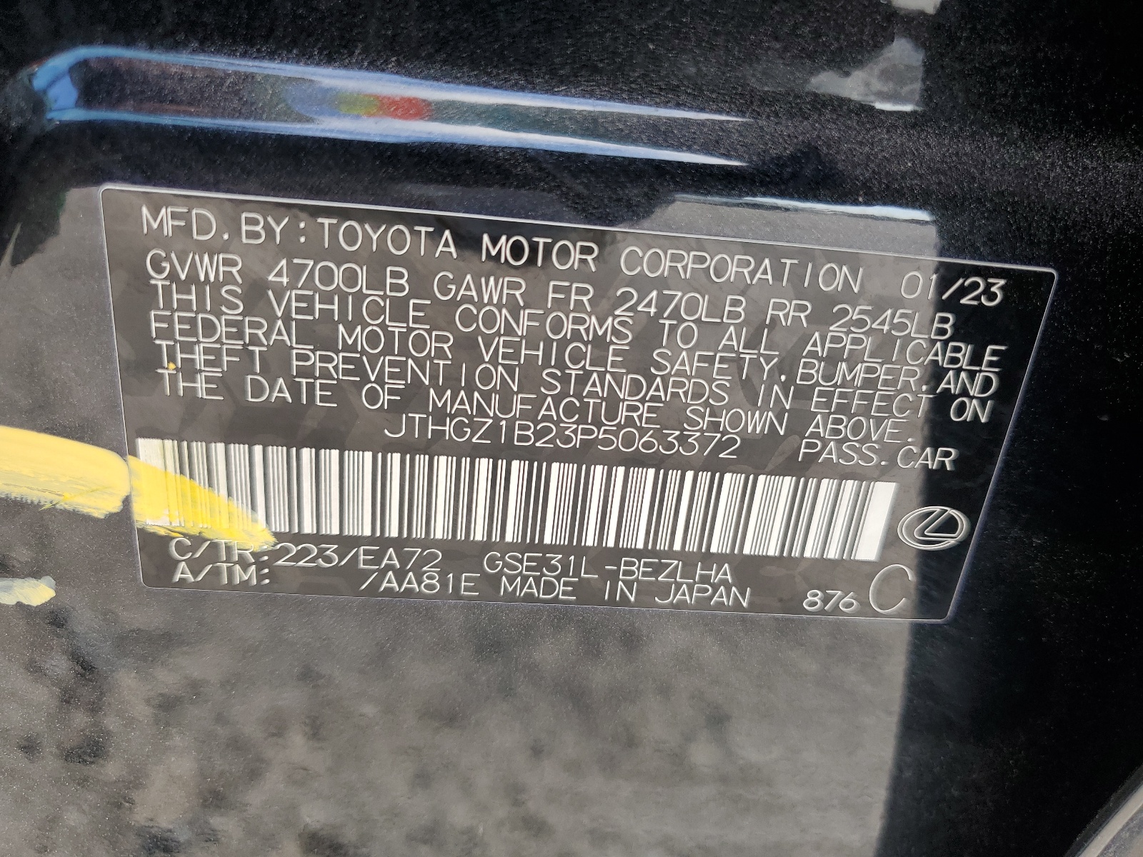 JTHGZ1B23P5063372 2023 Lexus Is 350 F Sport Design