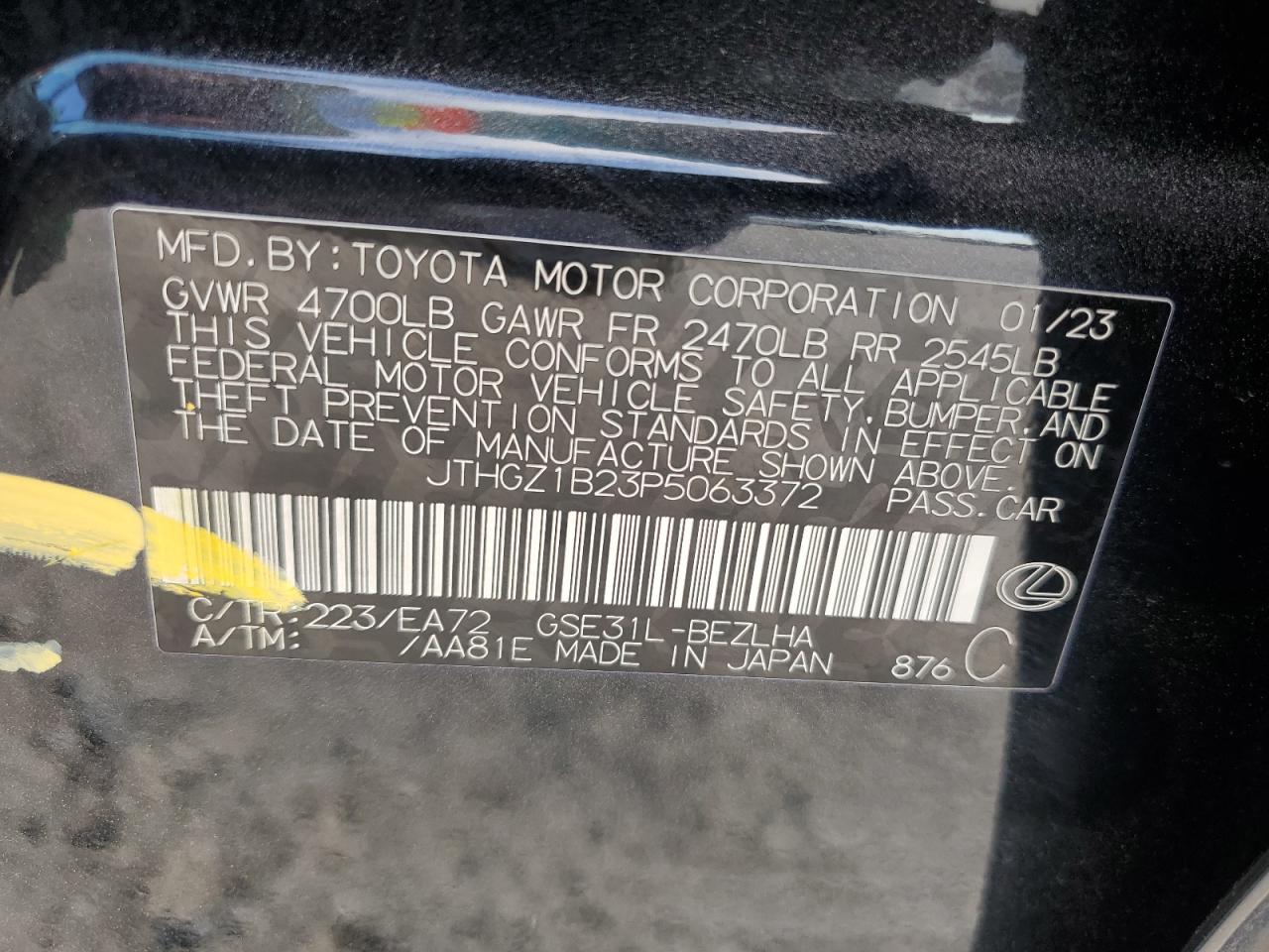 2023 Lexus Is 350 F Sport Design VIN: JTHGZ1B23P5063372 Lot: 67250234