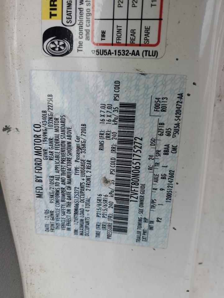 2006 Ford Mustang VIN: 1ZVFT80N065175272 Lot: 65917544