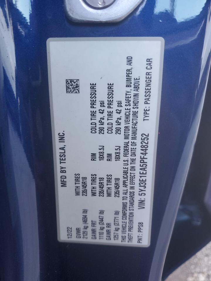 5YJ3E1EA5PF448252 2023 Tesla Model 3