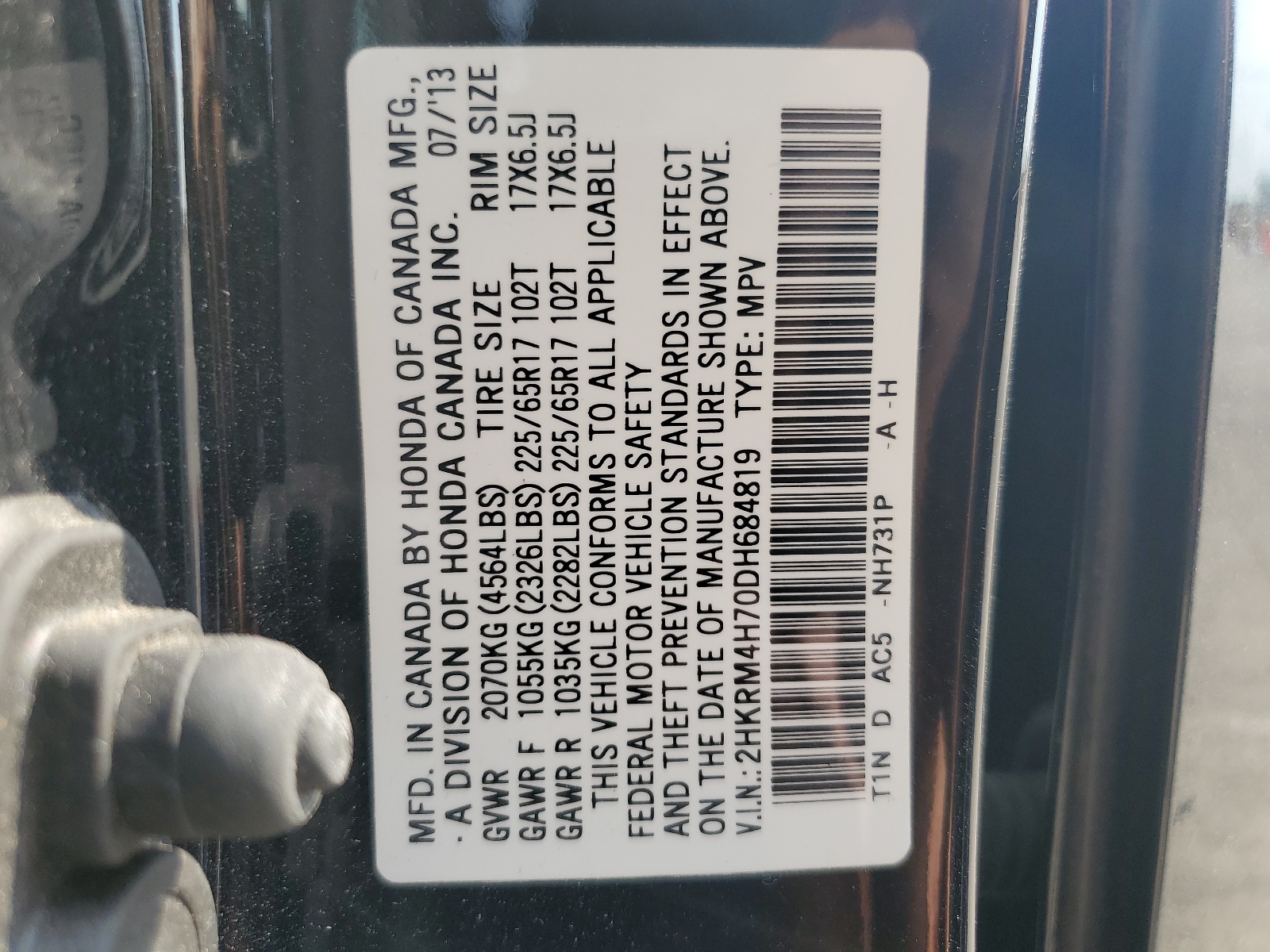 2HKRM4H70DH684819 2013 Honda Cr-V Exl