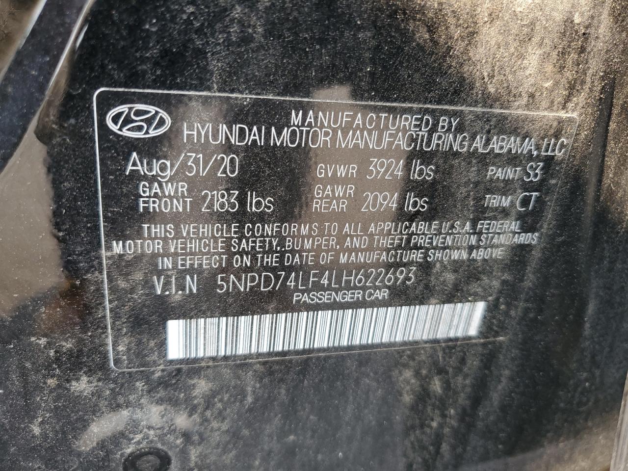 2020 Hyundai Elantra Se VIN: 5NPD74LF4LH622693 Lot: 67175594