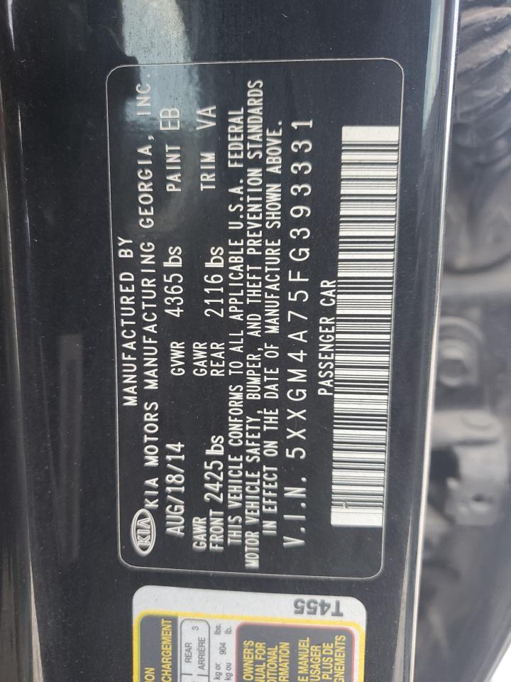 5XXGM4A75FG393331 2015 Kia Optima Lx