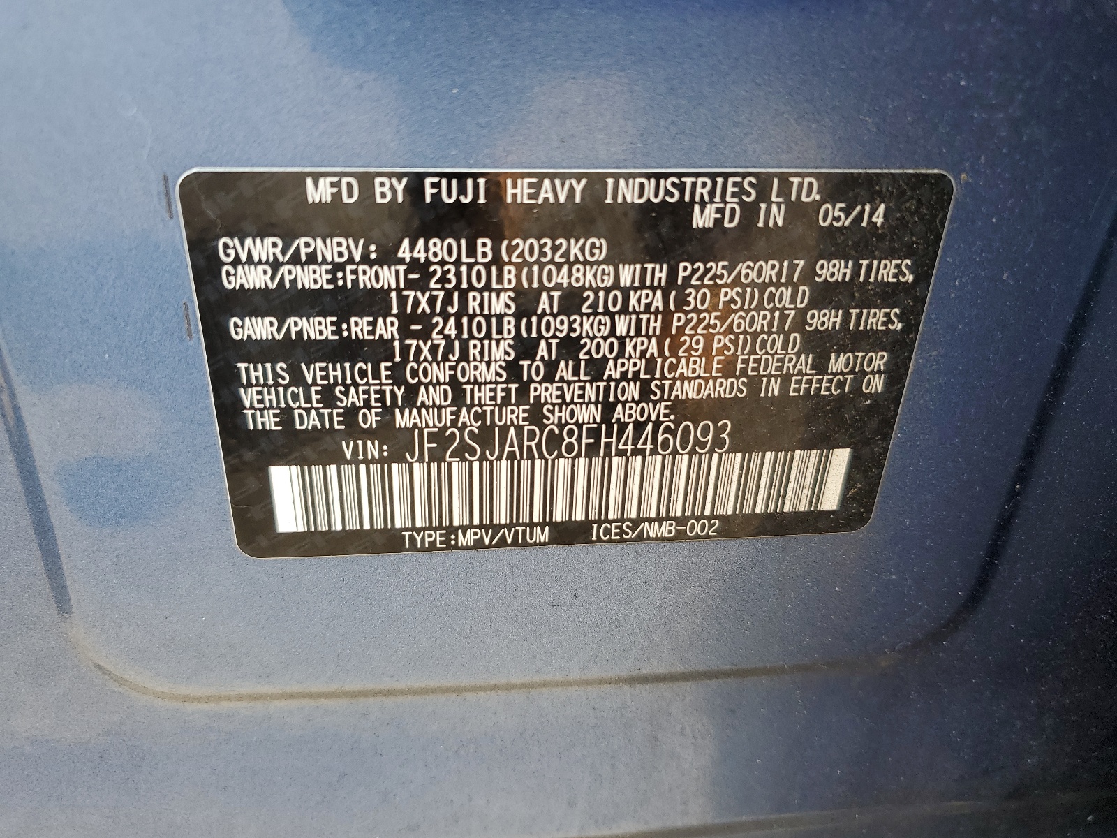 JF2SJARC8FH446093 2015 Subaru Forester 2.5I Limited