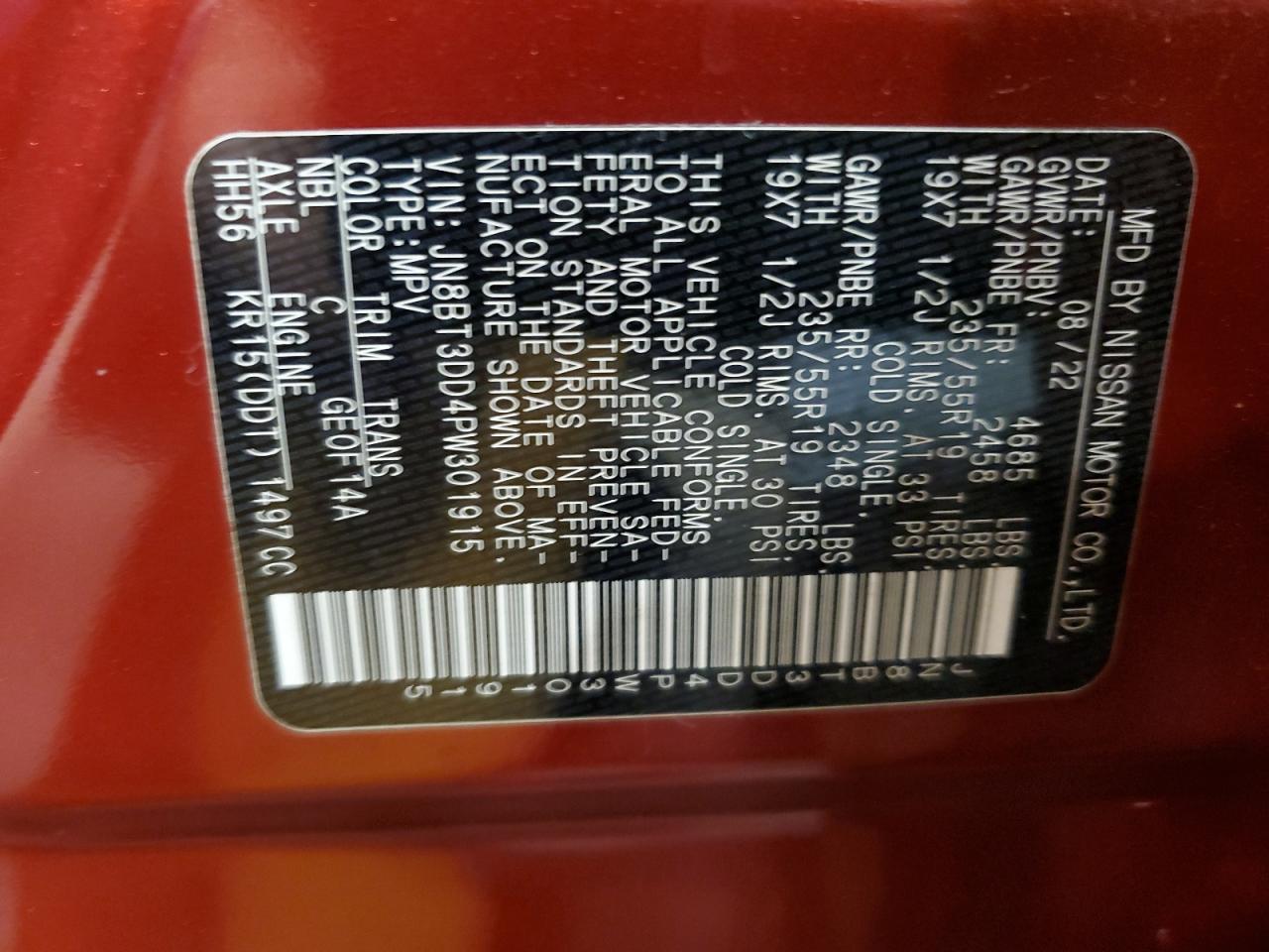 2023 Nissan Rogue Platinum VIN: JN8BT3DD4PW301915 Lot: 65809164