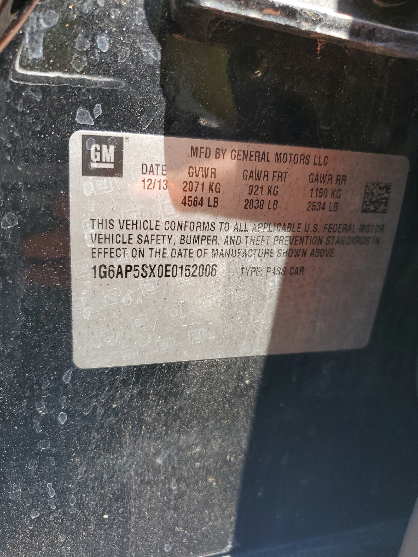 1G6AP5SX0E0152006 2014 Cadillac Cts