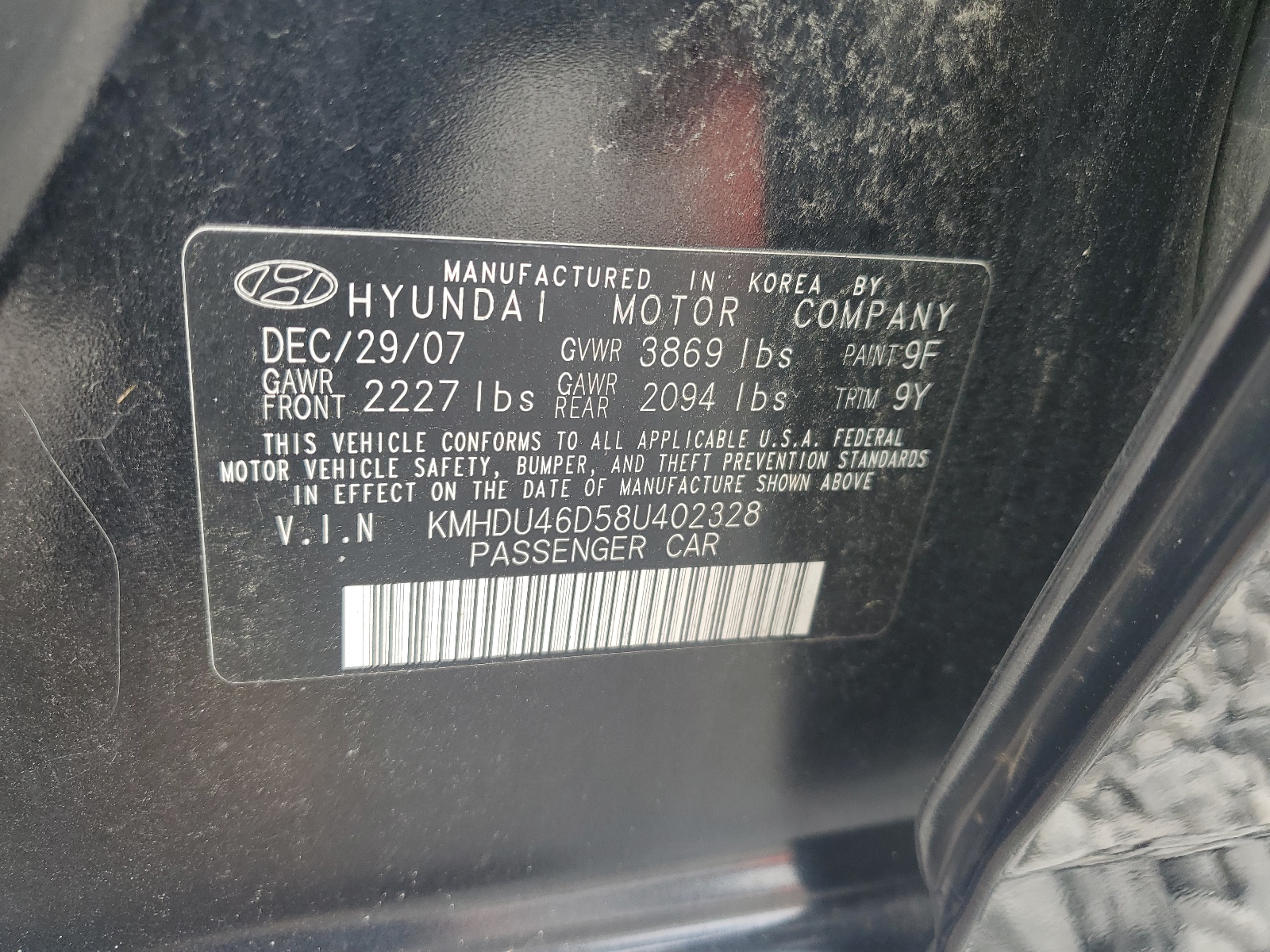KMHDU46D58U402328 2008 Hyundai Elantra Gls