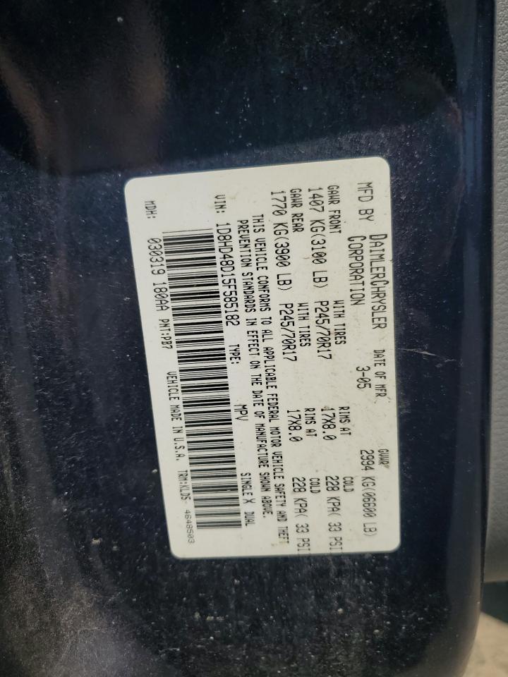 1D8HD48D15F585182 2005 Dodge Durango Slt