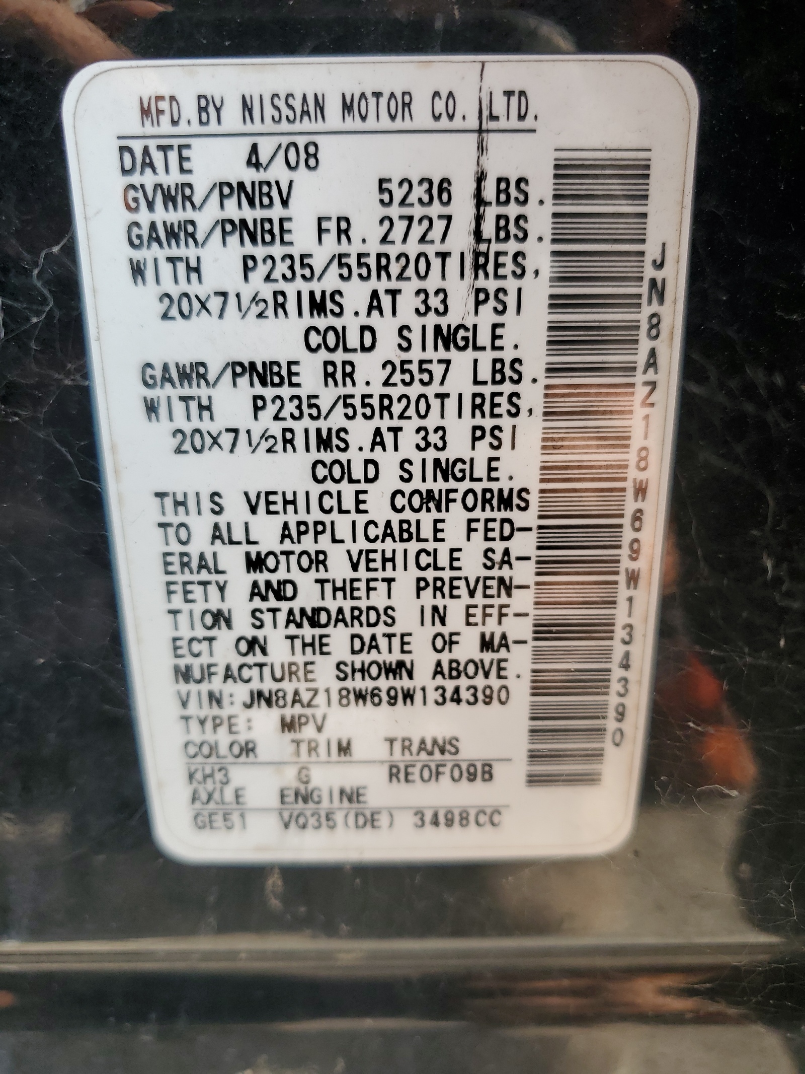 JN8AZ18W69W134390 2009 Nissan Murano S