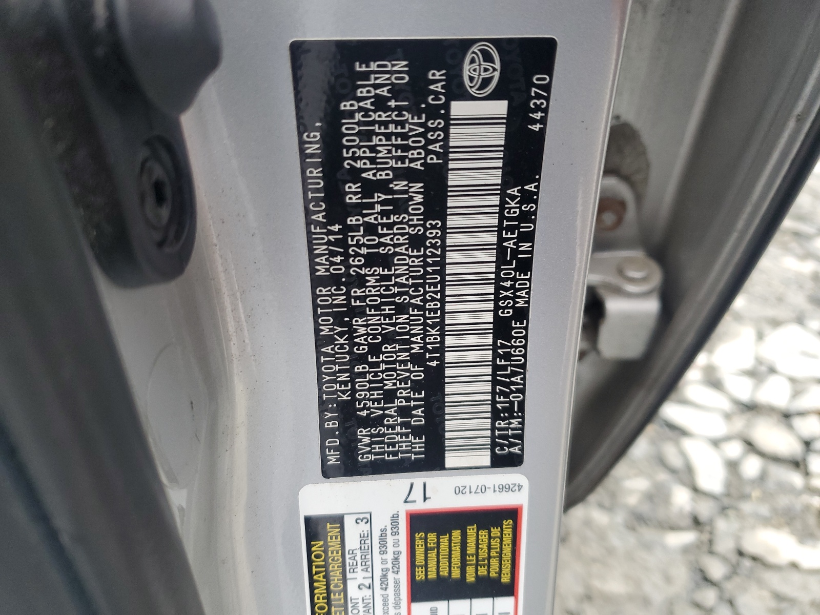 4T1BK1EB2EU112393 2014 Toyota Avalon Base