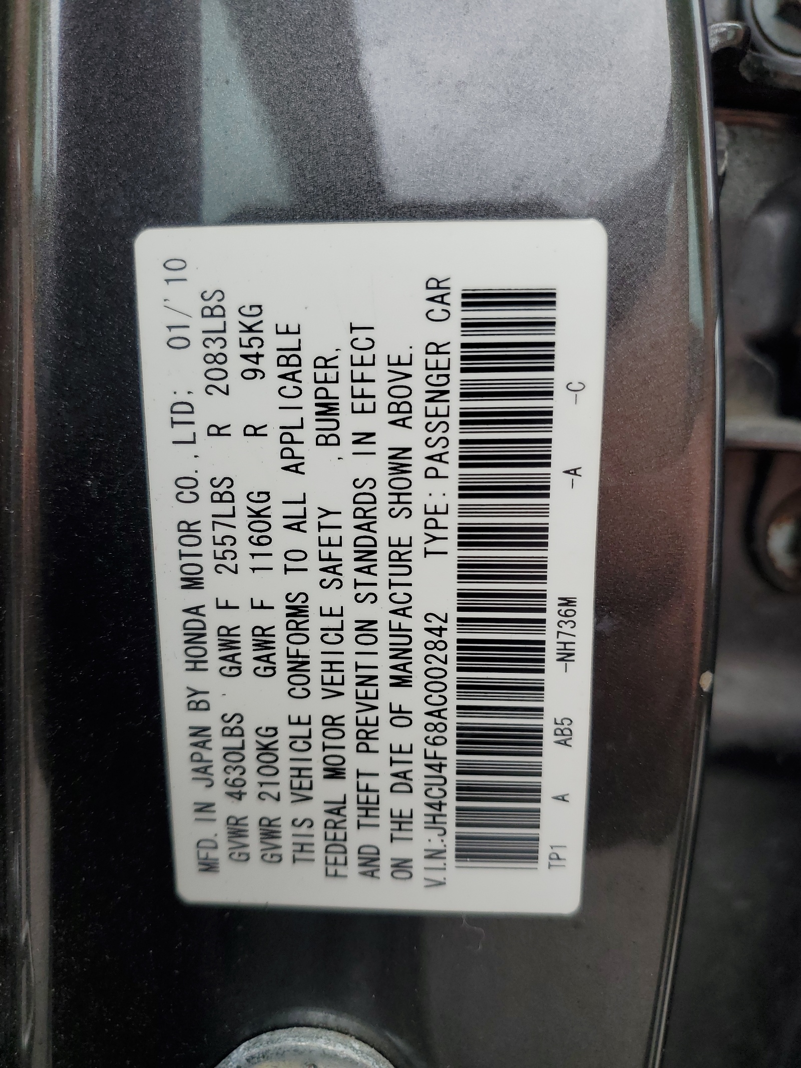 JH4CU4F68AC002842 2010 Acura Tsx