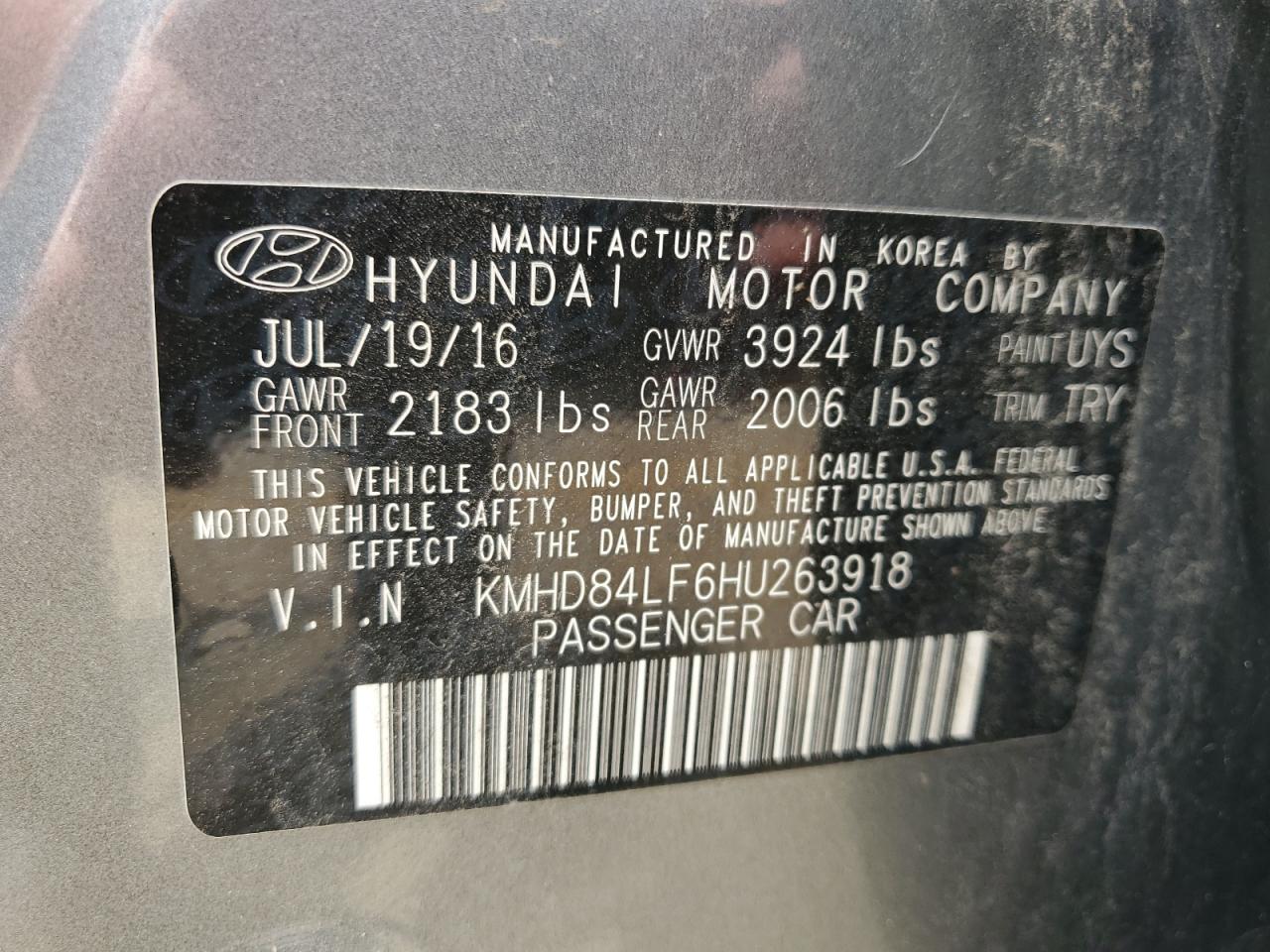 KMHD84LF6HU263918 2017 HYUNDAI ELANTRA - Image 12