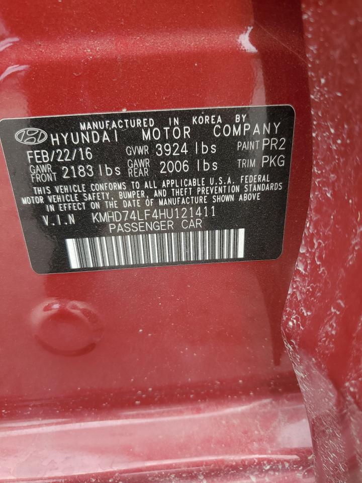 KMHD74LF4HU121411 2017 Hyundai Elantra Se