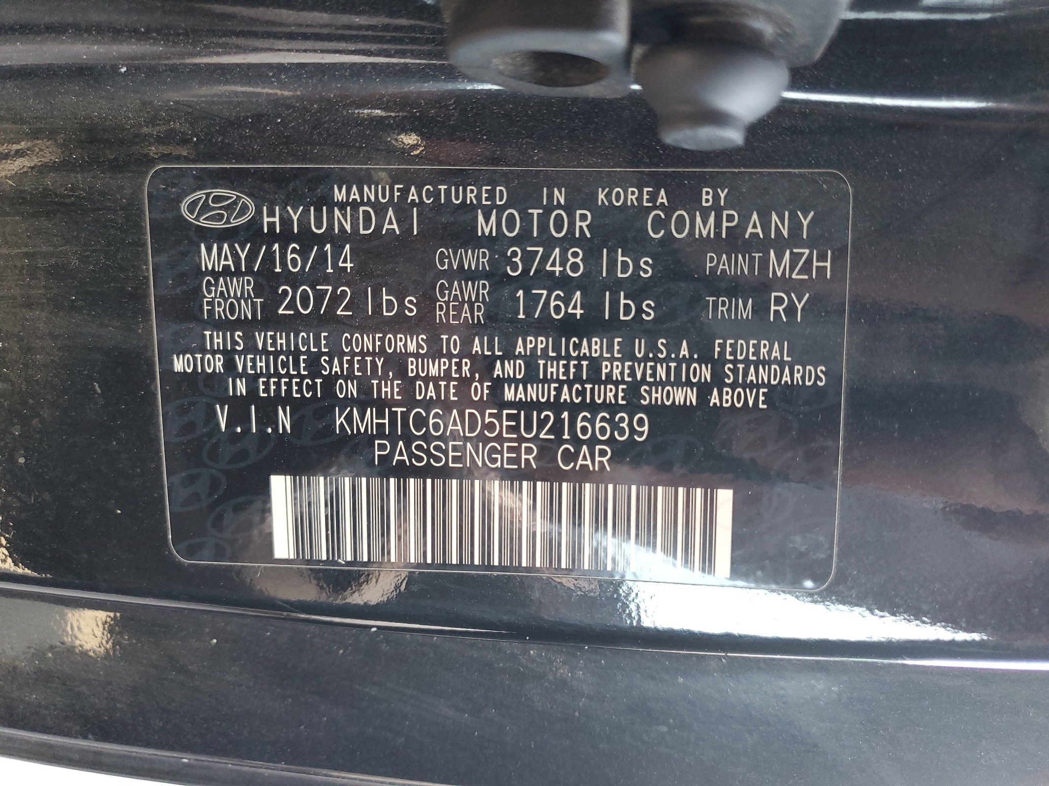 KMHTC6AD5EU216639 2014 Hyundai Veloster