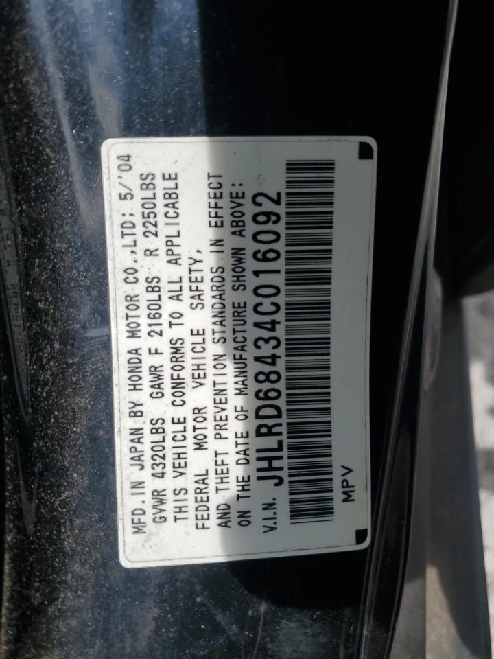 2004 Honda Cr-V Lx VIN: JHLRD68434C016092 Lot: 67327564