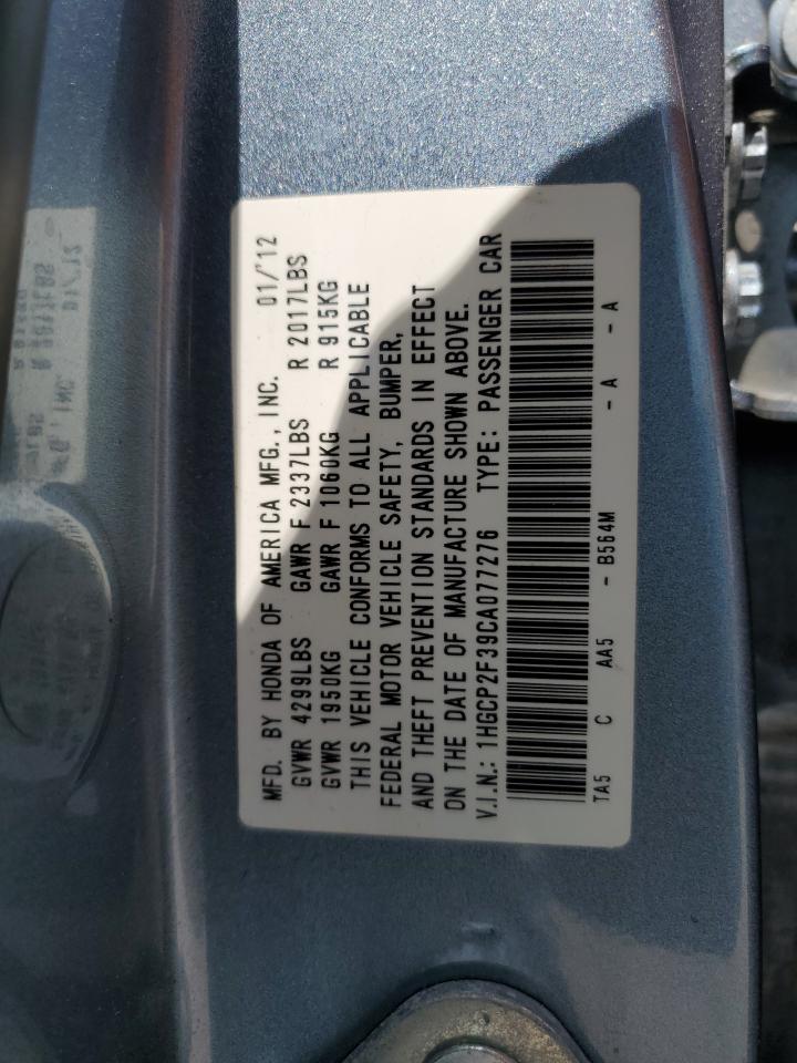 1HGCP2F39CA077276 2012 Honda Accord Lx