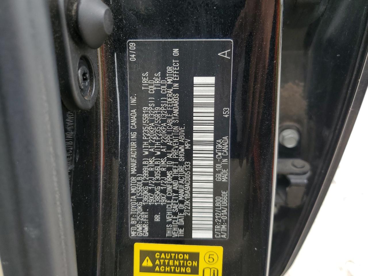 2T2ZK1BA9AC005133 2010 Lexus Rx 350