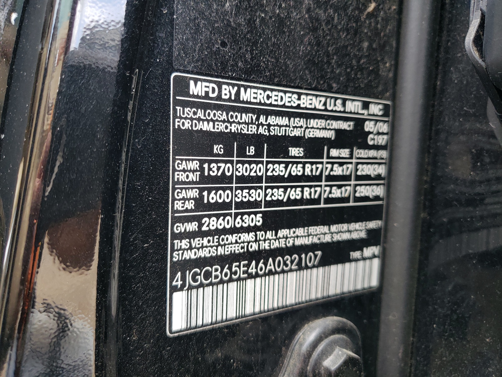 4JGCB65E46A032107 2006 Mercedes-Benz R 350