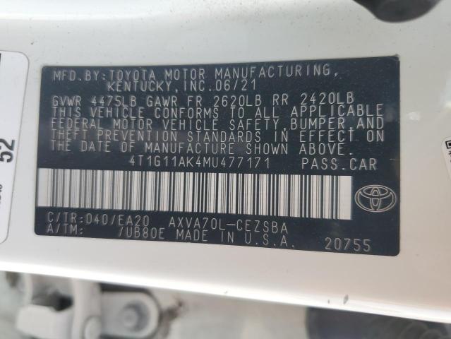 4T1G11AK4MU477171 Toyota Camry SE 13