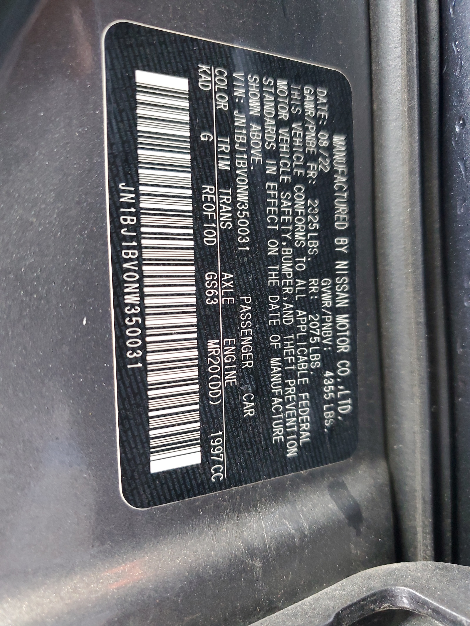 JN1BJ1BV0NW350031 2022 Nissan Rogue Sport Sv