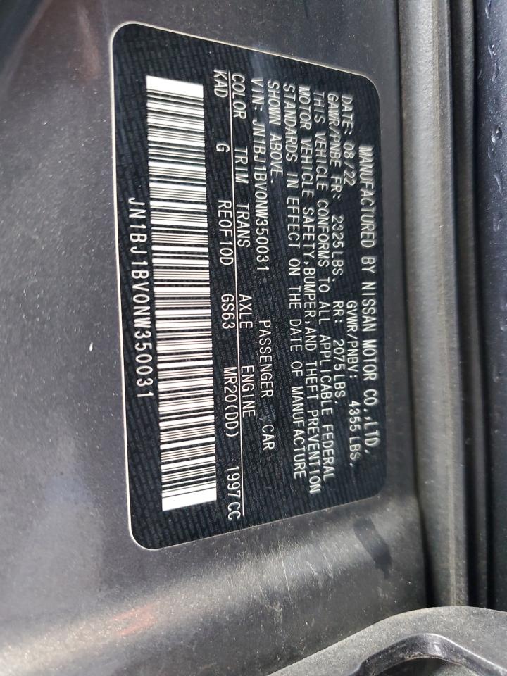 2022 Nissan Rogue Sport Sv VIN: JN1BJ1BV0NW350031 Lot: 67290804