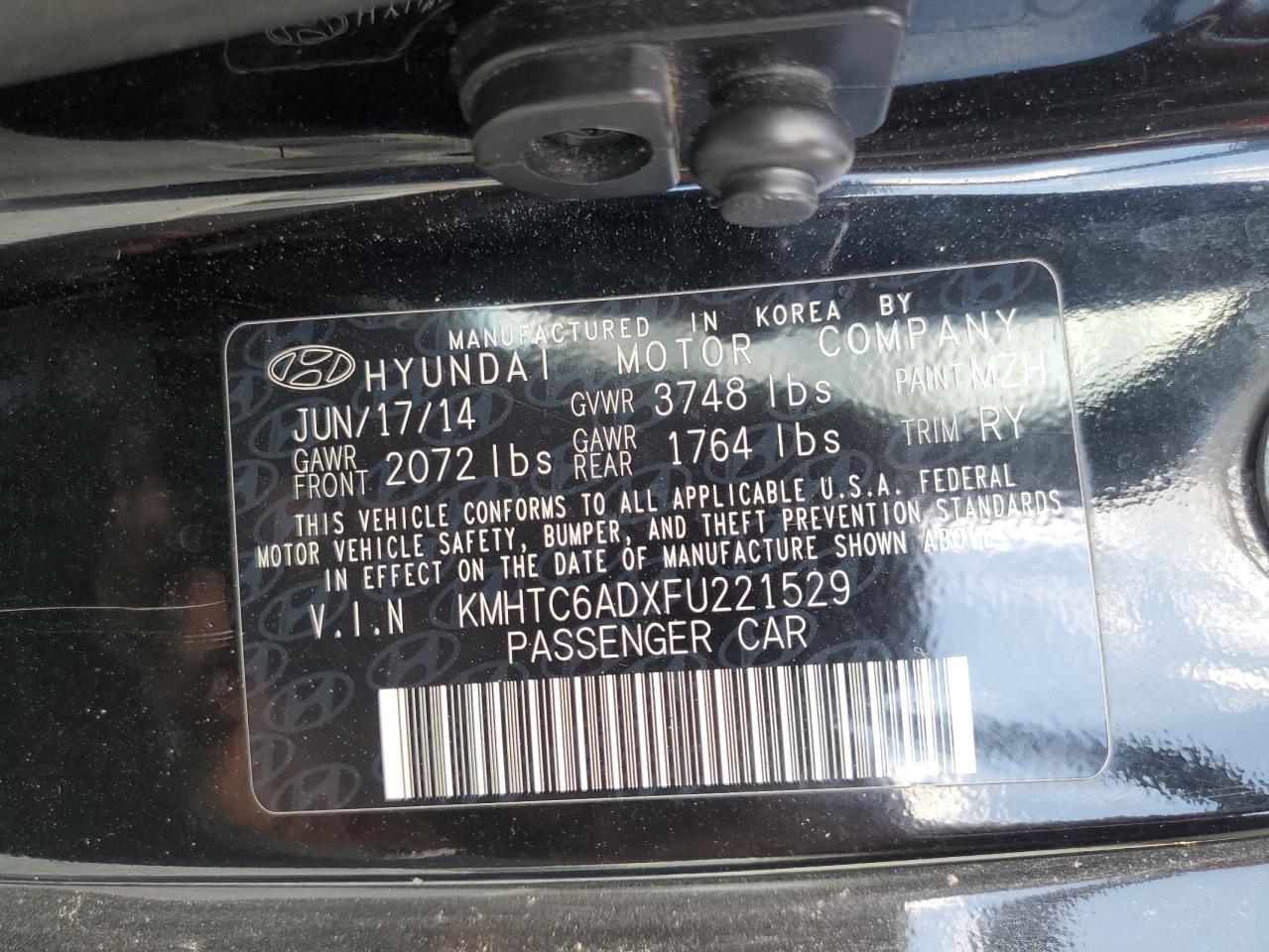 2015 Hyundai Veloster VIN: KMHTC6ADXFU221529 Lot: 68263224