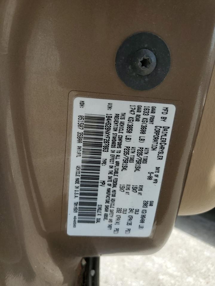 2000 Dodge Durango VIN: 1B4HS28NXYF287863 Lot: 65738214