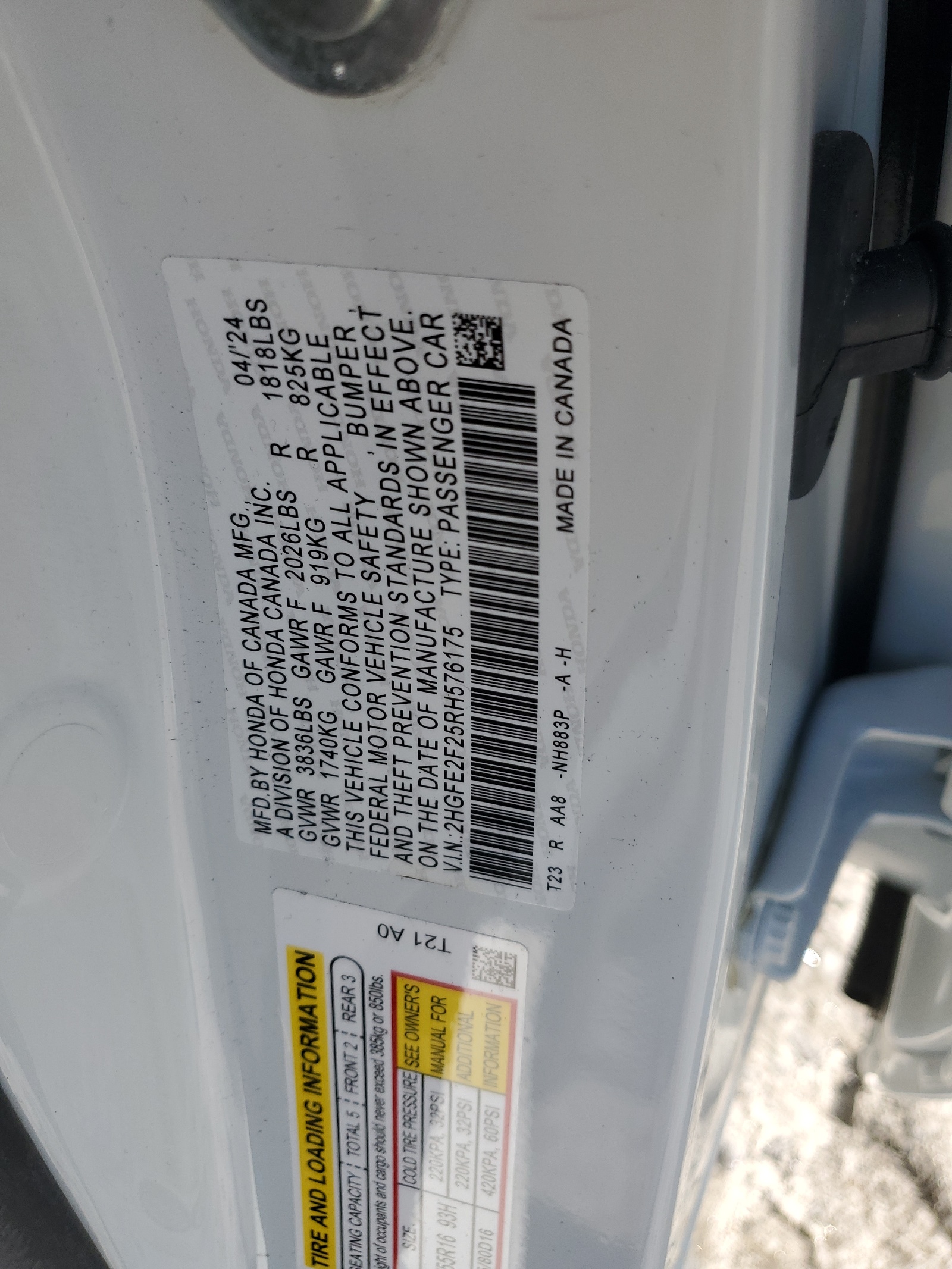 2HGFE2F25RH576175 2024 Honda Civic Lx 2HGFE2F25RH576175 2024 Honda Civic Lx
