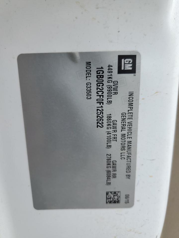 2015 Chevrolet Express G3500 VIN: 1GB0G2CF0F1252622 Lot: 65238174