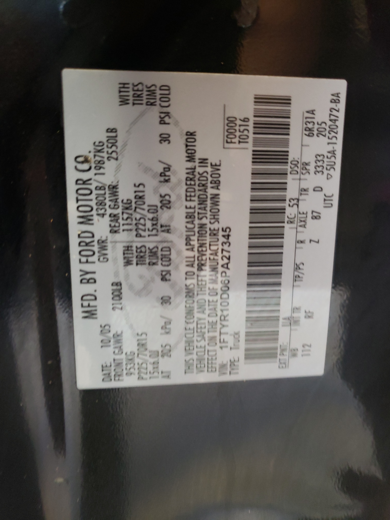 1FTYR10D06PA27345 2006 Ford Ranger