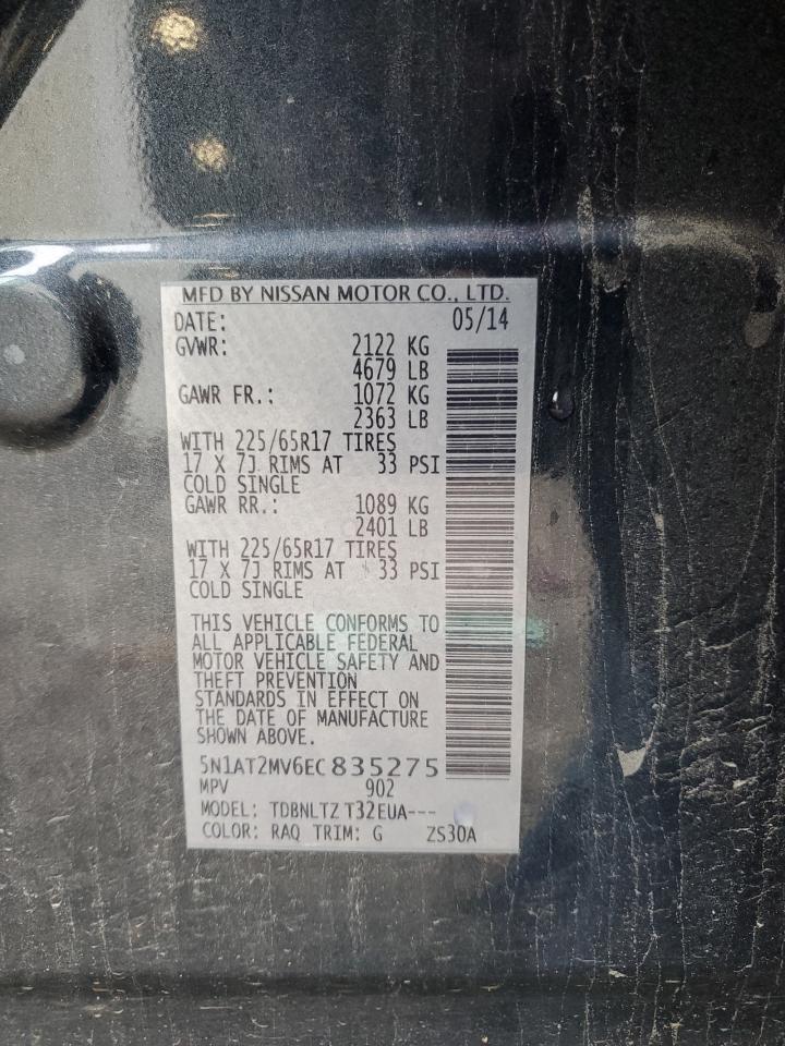 2014 Nissan Rogue S VIN: 5N1AT2MV6EC835275 Lot: 65562754