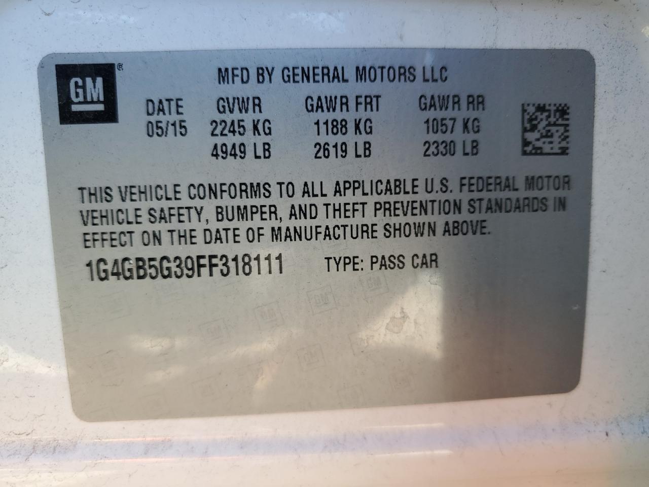 1G4GB5G39FF318111 2015 Buick Lacrosse