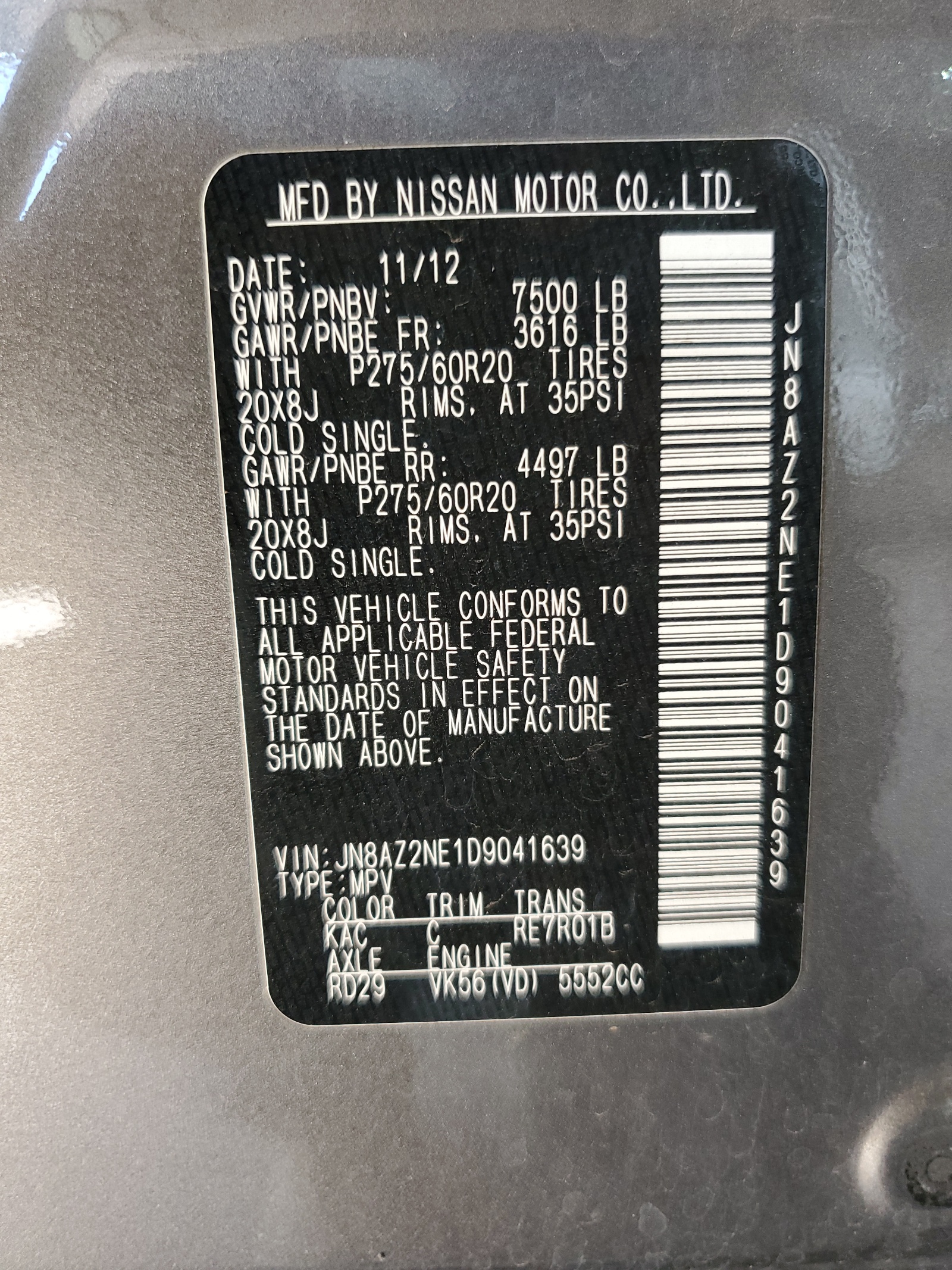 JN8AZ2NE1D9041639 2013 Infiniti Qx56