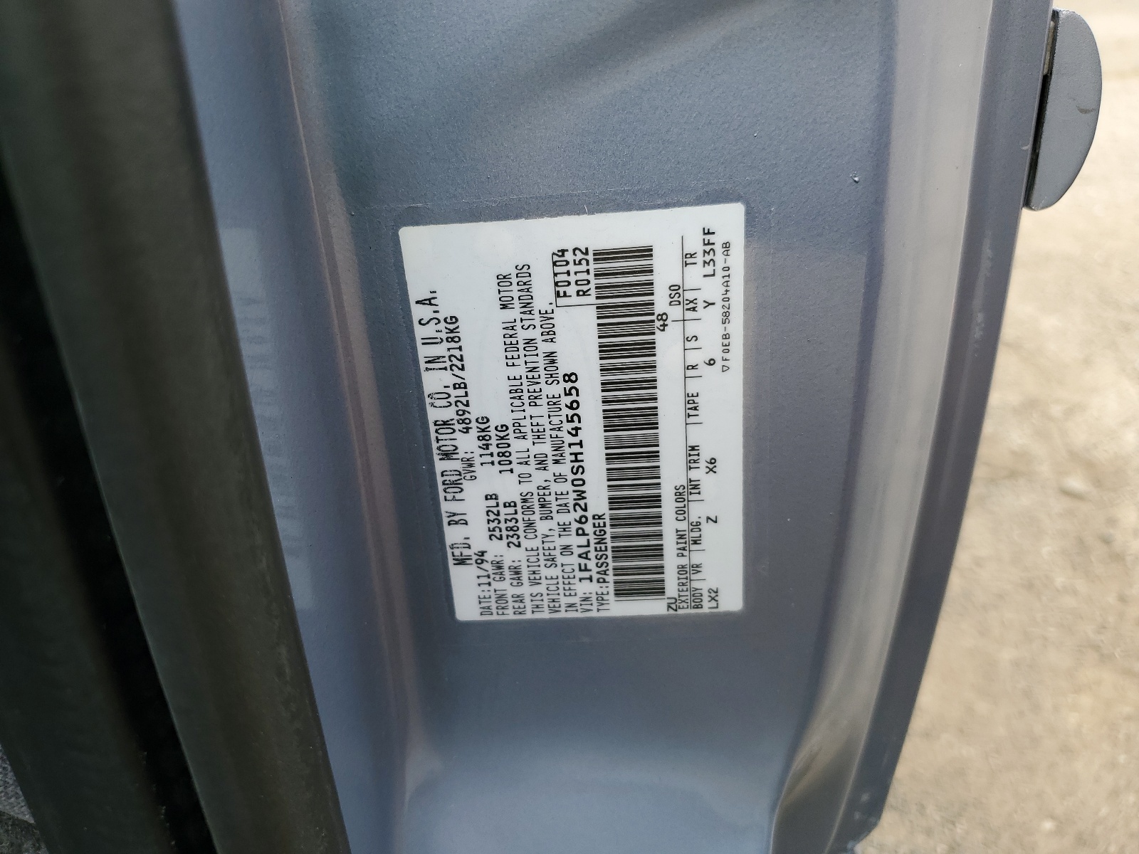 1FALP62W0SH145658 1995 Ford Thunderbird Lx