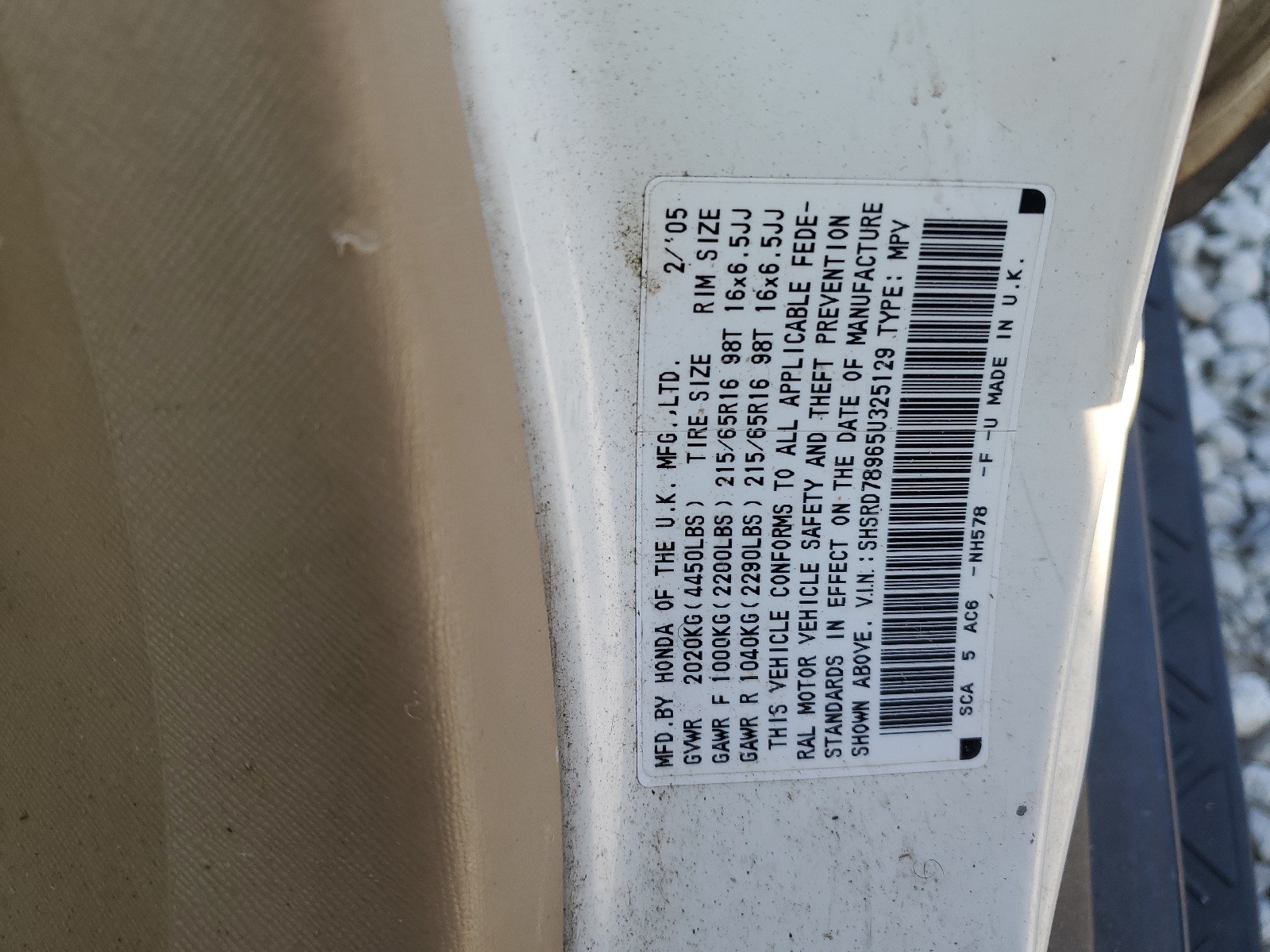 SHSRD78965U325129 2005 Honda Cr-V Se