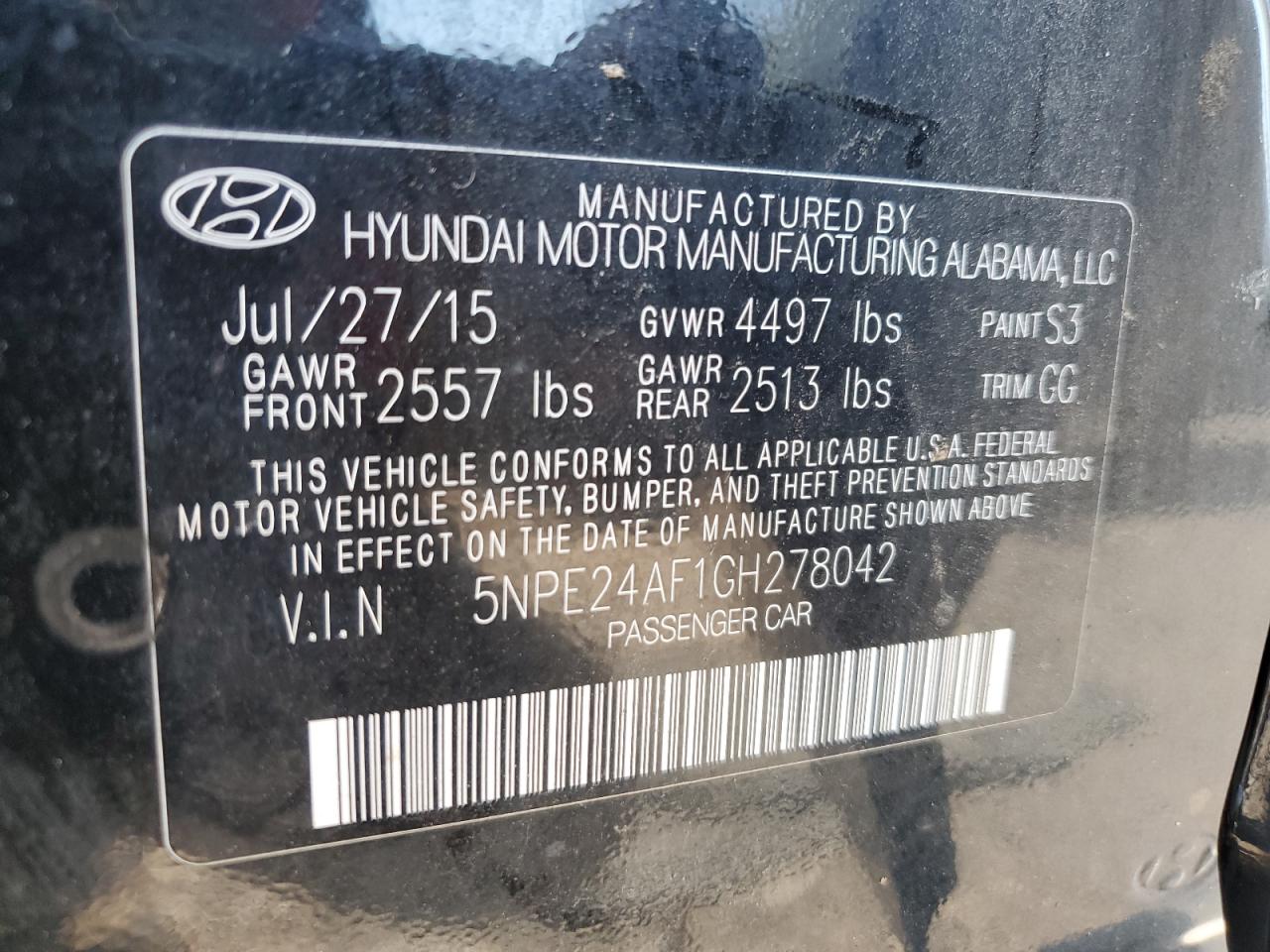 2016 Hyundai Sonata Se VIN: 5NPE24AF1GH278042 Lot: 66360654