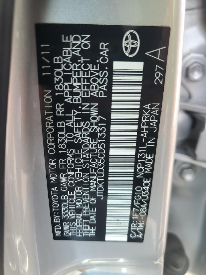 JTDKTUD35CD513317 2012 Toyota Yaris