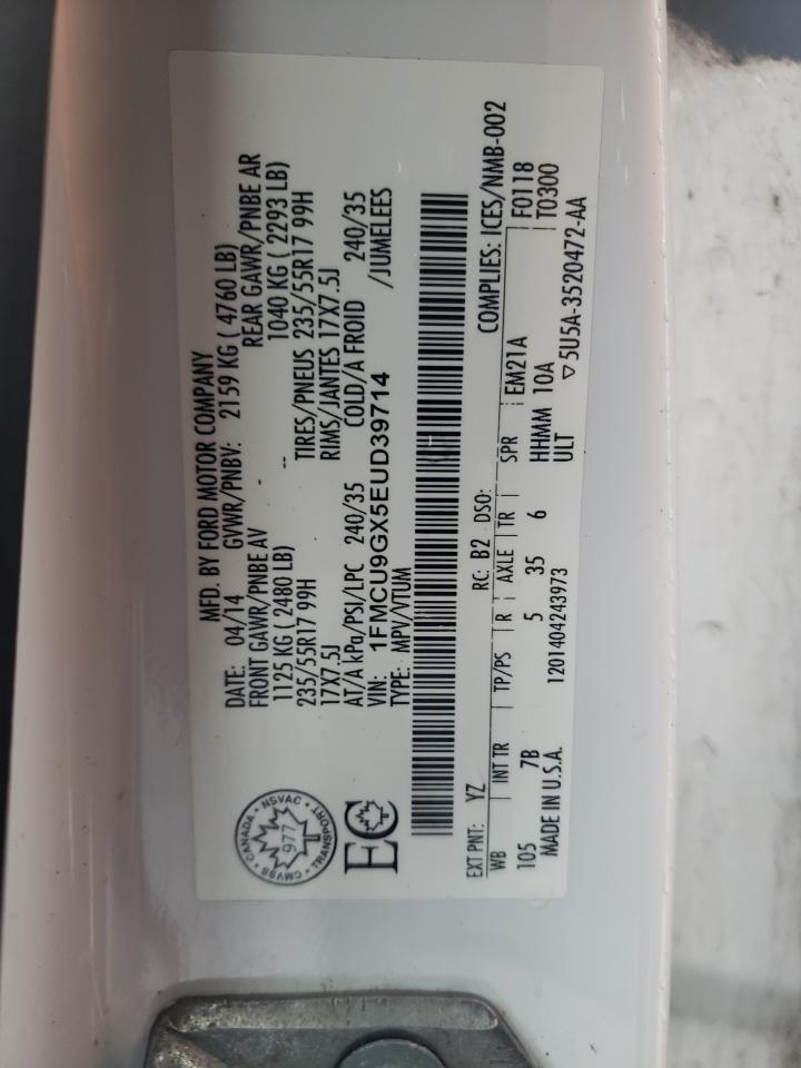 2014 Ford Escape Se VIN: 1FMCU9GX5EUD39714 Lot: 66545264