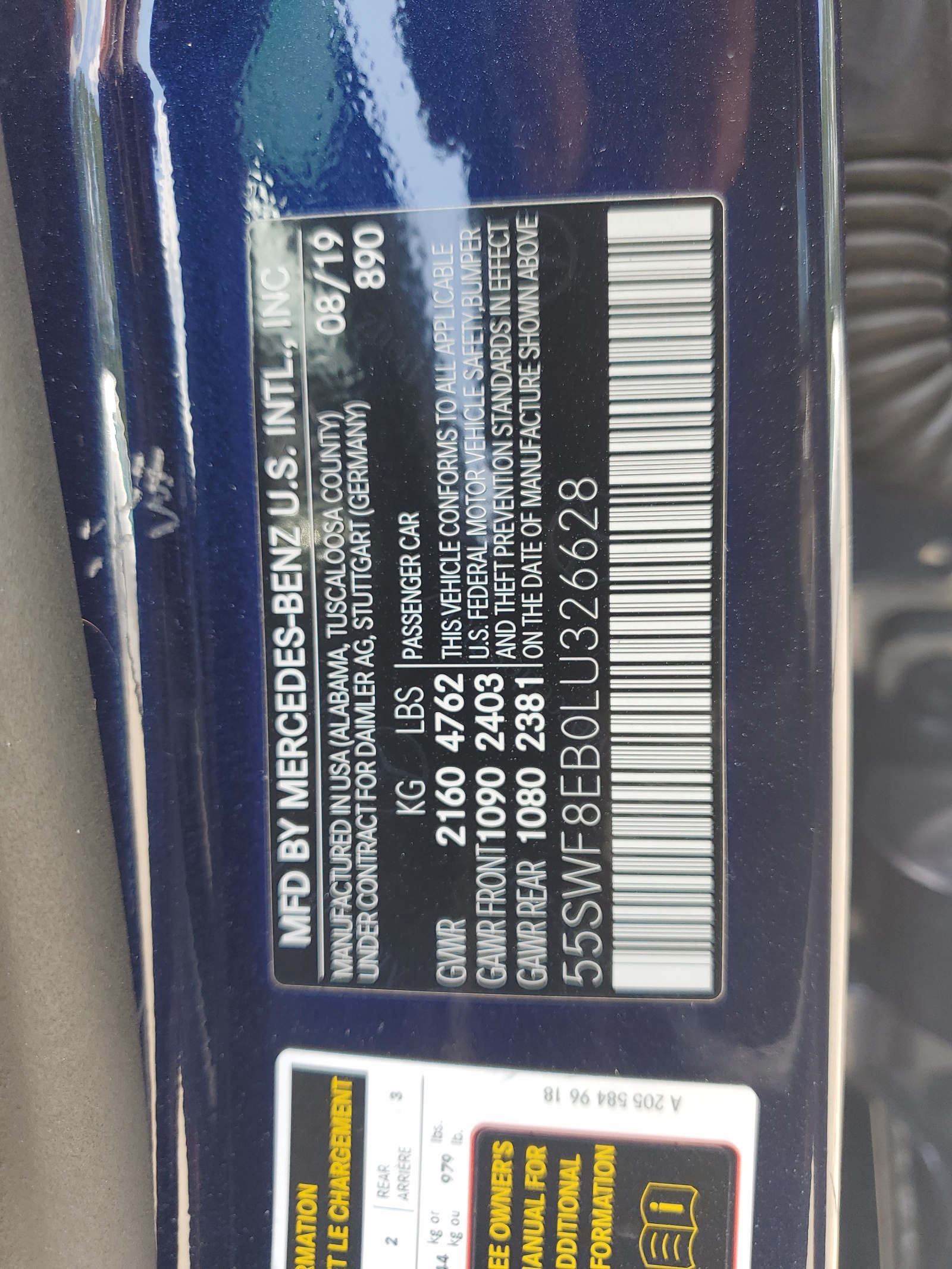 55SWF8EB0LU326628 2020 Mercedes-Benz C 300 4Matic