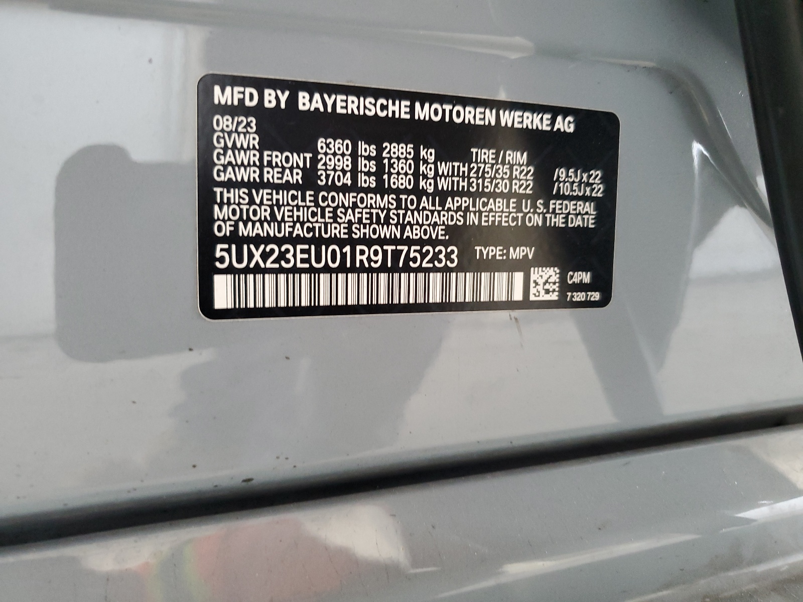 5UX23EU01R9T75233 2024 BMW X5 xDrive40I