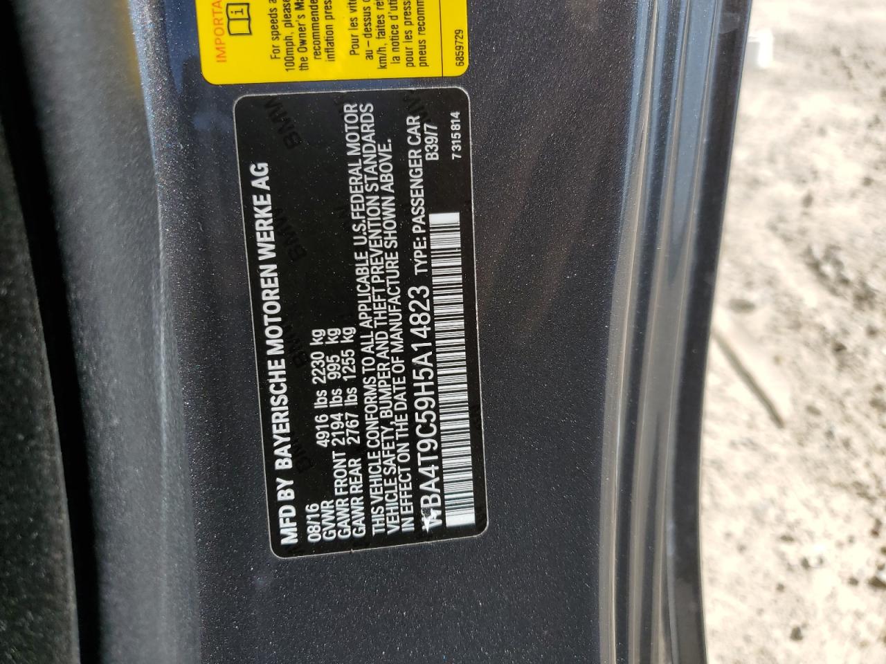 2017 BMW 440I VIN: WBA4T9C59H5A14823 Lot: 65473274