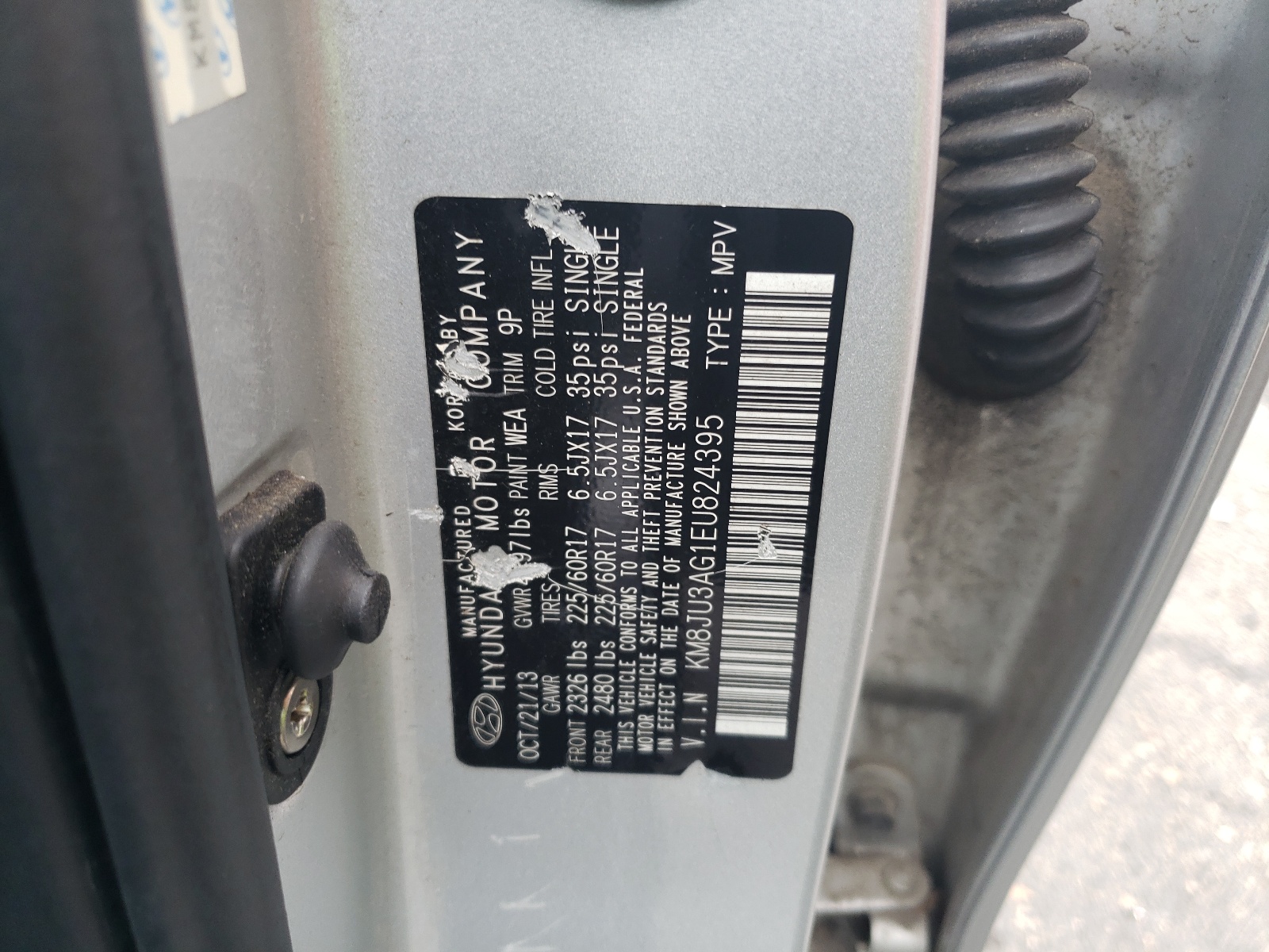 KM8JU3AG1EU824395 2014 Hyundai Tucson Gls