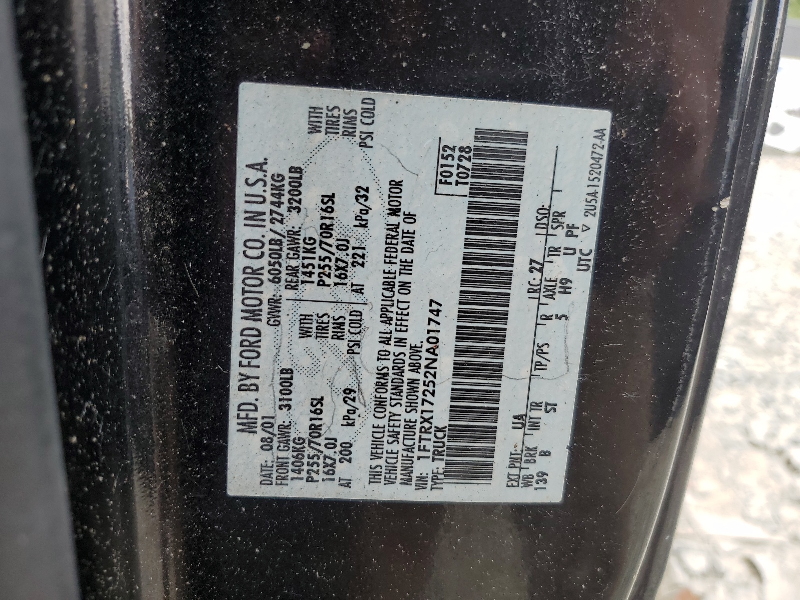 1FTRX17252NA01747 2002 Ford F150